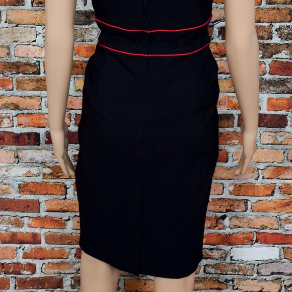 NWT RARE Hell Bunny Vixen Black Rockabilly Pencil Cap Sleeve Dress - M - Picture 4 of 9